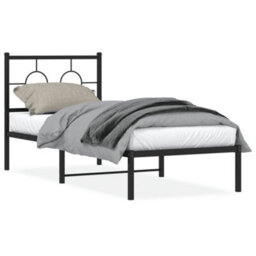 Berkfield Metal Bed Frame Without Mattress With Headboard Black 80X200Cm - thumbnail 2