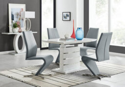 Furniturebox Uk Renato 120Cm High Gloss Extending Dining Table And 4 Grey Willow Chairs - thumbnail 1