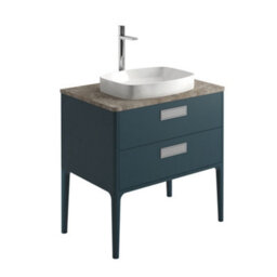 Plum&clay Canaria 4 Leg Blue Bathroom Vanity Unit With Stone Countertop & Integrated Ceramic Basin (W)785mm (H)850mm