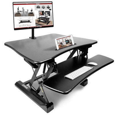 Duronic Dm05D3 Sit-Stand Desk Workstation, Desk Convertor, Manually Height Adjustable 15-50Cm,  73X59Cm Platform - Black - image 1