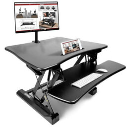 Duronic Dm05D3 Sit-Stand Desk Workstation, Desk Convertor, Manually Height Adjustable 15-50Cm,  73X59Cm Platform - Black - thumbnail 1