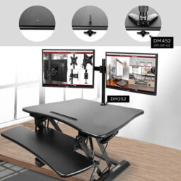 Duronic Dm05D3 Sit-Stand Desk Workstation, Desk Convertor, Manually Height Adjustable 15-50Cm,  73X59Cm Platform - Black - thumbnail 5