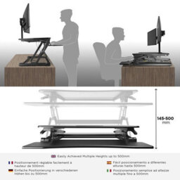 Duronic Dm05D3 Sit-Stand Desk Workstation, Desk Convertor, Manually Height Adjustable 15-50Cm,  73X59Cm Platform - Black - thumbnail 3