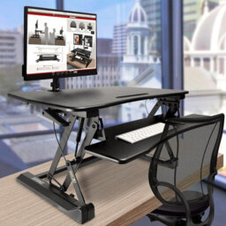 Duronic Dm05D3 Sit-Stand Desk Workstation, Desk Convertor, Manually Height Adjustable 15-50Cm,  73X59Cm Platform - Black - thumbnail 6