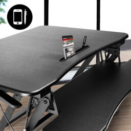 Duronic Dm05D3 Sit-Stand Desk Workstation, Desk Convertor, Manually Height Adjustable 15-50Cm,  73X59Cm Platform - Black - thumbnail 7