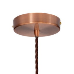 Slate Grey Lincoln Painted Dome Pendant Light With Matt Antique Copper Lamp Holder And Brown Twisted Cable - Se Home - thumbnail 4