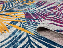 San Marino Modern Living Room Area Rug - Low Pile Leaf Design Muti Coloured 160Cm X 230Cm - thumbnail 4