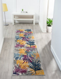 San Marino Modern Living Room Area Rug - Low Pile Leaf Design Muti Coloured 160Cm X 230Cm - thumbnail 6