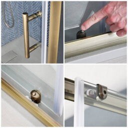 Homestylestore Antique Brass Reversible Corner Sliding Door Shower Enclosure With Light Grey Slate Effect Tray 1200 X 800mm - thumbnail 2