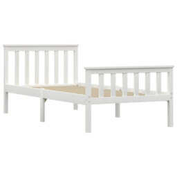 Berkfield Bed Frame White Solid Pinewood 100X200 Cm - thumbnail 2