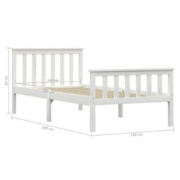 Berkfield Bed Frame White Solid Pinewood 100X200 Cm - thumbnail 6