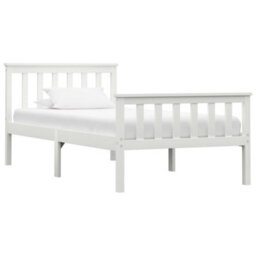 Berkfield Bed Frame White Solid Pinewood 100X200 Cm - thumbnail 1