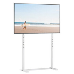 Fativo  Extra Large White Floor Tv Stand Tv Mount Height Adjustable Free Standing Home Officesuit For 32 To 100 In Tv - thumbnail 1