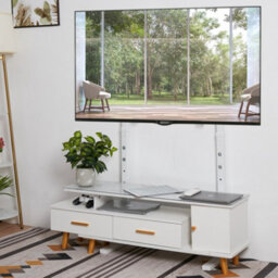 Fativo  Extra Large White Floor Tv Stand Tv Mount Height Adjustable Free Standing Home Officesuit For 32 To 100 In Tv - thumbnail 2