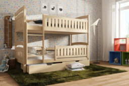 Arte Classic Pine Ignas Bunk Bed With Safety Railings, Storage And Foam Bonnell Mattresses - Versatile Design (H1560mm W1980mm D980mm)