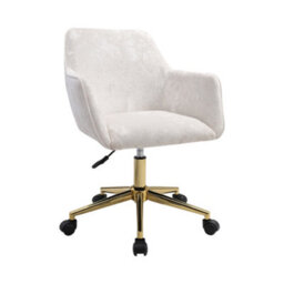 Thehotsale Beige Velvet Fabric Upholstered Desk Chair Swivel Task Chair With Gold Base - thumbnail 4