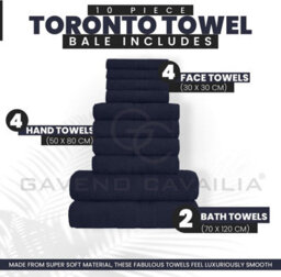 Gaveno Cavailia 10 Piece Toronto Towel Bale Set Navy Premier Super Soft And Quick Obsorbent Bath Towel - thumbnail 2