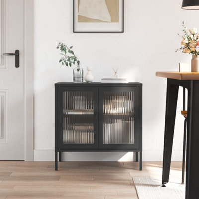 Walplus Sideboard Black 70X35X70 Cm Glass And Steel - image 1