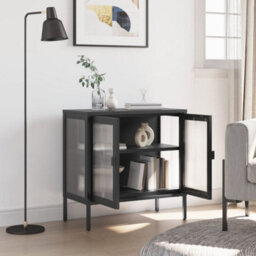 Walplus Sideboard Black 70X35X70 Cm Glass And Steel - thumbnail 3