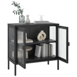 Walplus Sideboard Black 70X35X70 Cm Glass And Steel - thumbnail 4