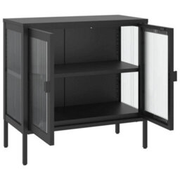 Walplus Sideboard Black 70X35X70 Cm Glass And Steel - thumbnail 7
