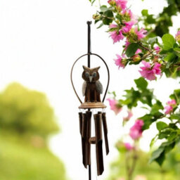 Hanging Wooden Owl Garden Windchime - thumbnail 2