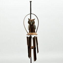 Hanging Wooden Owl Garden Windchime - thumbnail 1