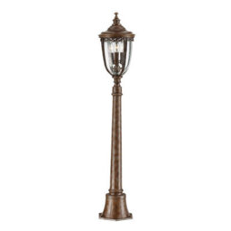 Stylish Outdoor Ip44 Mini Lamp Post With 3 Led Bulbs In British Bronze Finish