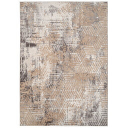 Loomed Neutral Beige Distressed Abstract Metallic Geometric Living Area Rug 190X280Cm - thumbnail 8
