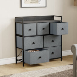 Lassic Vida Designs Chorley 7 Drawer Fabric Ukfr Chest Of Drawers, Grey & Black - thumbnail 5