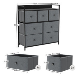 Lassic Vida Designs Chorley 7 Drawer Fabric Ukfr Chest Of Drawers, Grey & Black - thumbnail 3