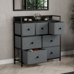 Lassic Vida Designs Chorley 7 Drawer Fabric Ukfr Chest Of Drawers, Grey & Black - thumbnail 2