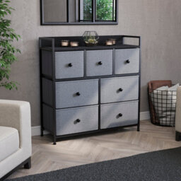 Lassic Vida Designs Chorley 7 Drawer Fabric Ukfr Chest Of Drawers, Grey & Black
