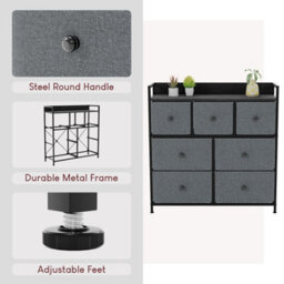 Lassic Vida Designs Chorley 7 Drawer Fabric Ukfr Chest Of Drawers, Grey & Black - thumbnail 9