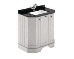 Hudson Reed Floor Standing 3 Door Angled Vanity Unit With 1 Tap Hole Black Marble Top & Basin, Timeless Sand, 786 X 470 mm - thumbnail 1