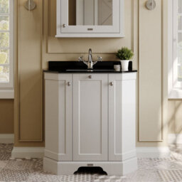 Hudson Reed Floor Standing 3 Door Angled Vanity Unit With 1 Tap Hole Black Marble Top & Basin, Timeless Sand, 786 X 470 mm - thumbnail 2