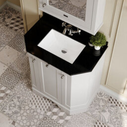 Hudson Reed Floor Standing 3 Door Angled Vanity Unit With 1 Tap Hole Black Marble Top & Basin, Timeless Sand, 786 X 470 mm - thumbnail 3