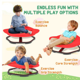 Aiyaplay Planet-Shaped Kids Swivel Chair, Sensory Spinning Chair, Red - thumbnail 6