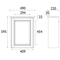Heritage Winterbourne Satin Mist Grey Single Bathroom Wall Cabinet With Mirrored Door (H)595mm (W)490mm - thumbnail 2