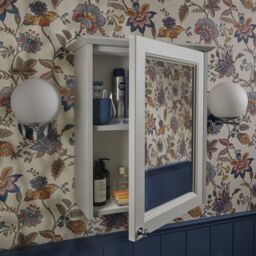 Heritage Winterbourne Satin Mist Grey Single Bathroom Wall Cabinet With Mirrored Door (H)595mm (W)490mm - thumbnail 3