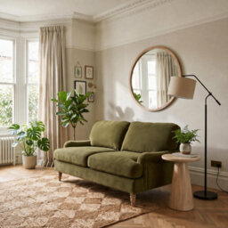Furniturebox Uk Bernie Green Chenille Fabric 2 Seater Sofa - thumbnail 1