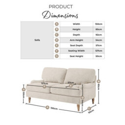 Furniturebox Uk Bernie Green Chenille Fabric 2 Seater Sofa - thumbnail 2