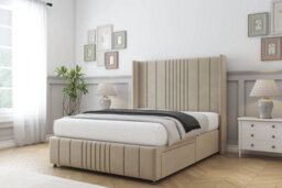 "Sloomy Hargrave Almond Coniston Divan Bed Set No Drawers With 54"" Wingback & 12"" Footboard 4' Small Double" - thumbnail 2