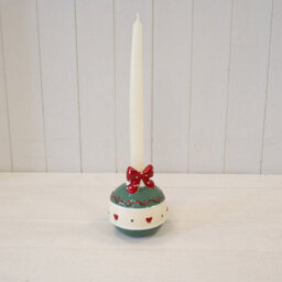 Satchville Green Candle Holder With Bow - thumbnail 2