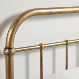 SlumberWorx Tewin Vintage Hospital Style Antique Brass Single Metal Bed Frame - thumbnail 4