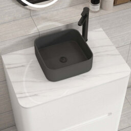 Royal Bathrooms Venice 700mm Gloss White Freestanding Bathroom Countertop Vanity Unit 2 Drawer With Art Square Basin - thumbnail 6
