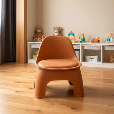 Orange Thickened Plastic Round Stool With Backrest Portable Low Stool Modern Design - image 1