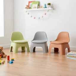 Orange Thickened Plastic Round Stool With Backrest Portable Low Stool Modern Design - thumbnail 3