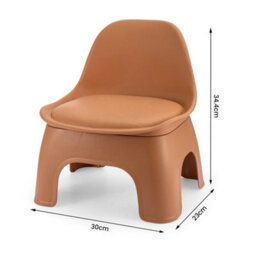 Orange Thickened Plastic Round Stool With Backrest Portable Low Stool Modern Design - thumbnail 2