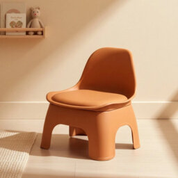 Orange Thickened Plastic Round Stool With Backrest Portable Low Stool Modern Design - thumbnail 4